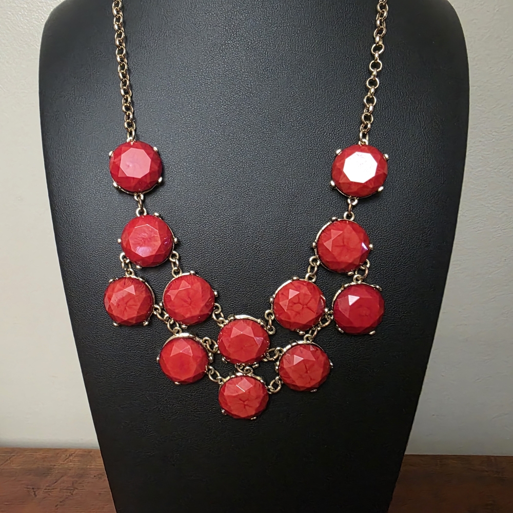 Elegant Burnt Red Statement Necklace. Beautiful For Fall. Festive For Christmas!